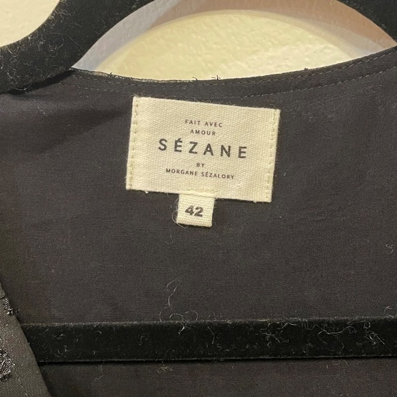 Last Chance! Like New Sezane Ella Lurex Polka Dot Wrap Blouse Black 42, 10 - Picture 7 of 8